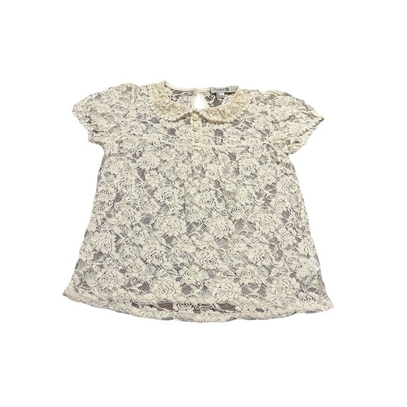 Forever 21 Cream Lace Top Peter Pan Collar S Coquette GUC - Picture 7 of 12